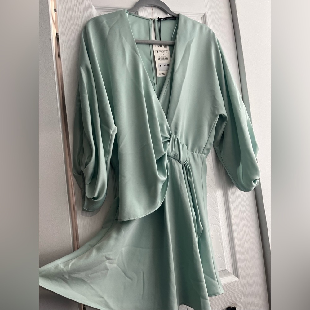Zara Mint Green Long Sleeve Dress